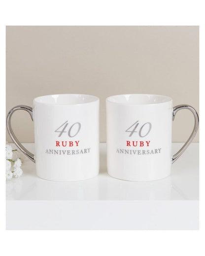 Set of 2 Porcelain Mugs - 40th Anniversary