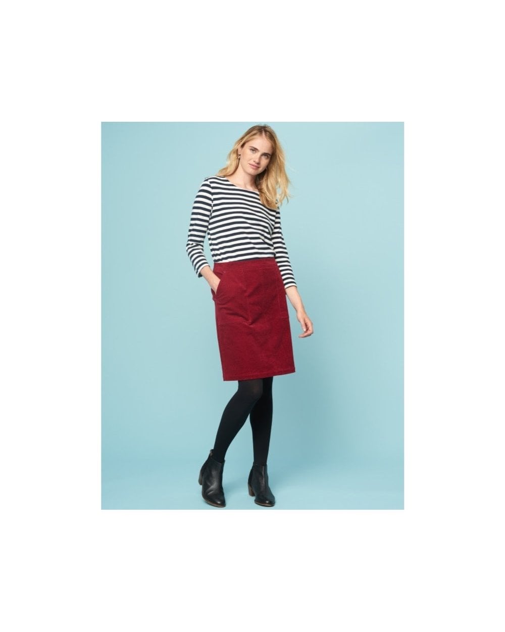 Clocktower Cord A Line Skirt