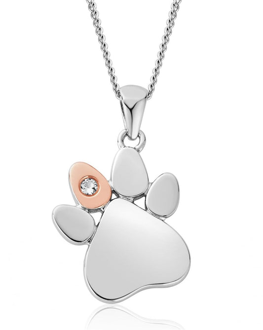 Paw Prints Sterling Silver Pendant with Topaz