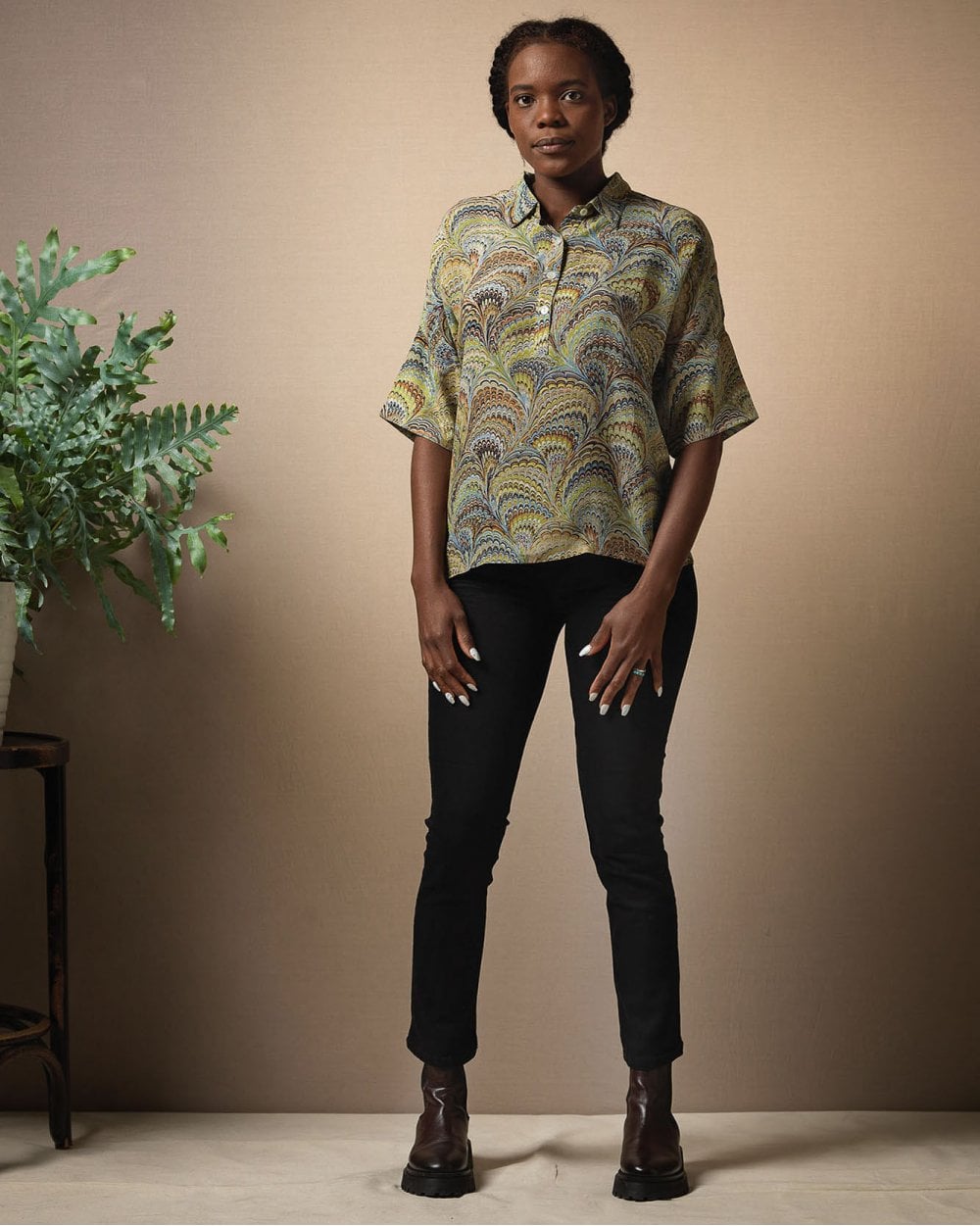 Marbled Green Pippa Top S/M
