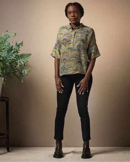 Marbled Green Pippa Top S/M