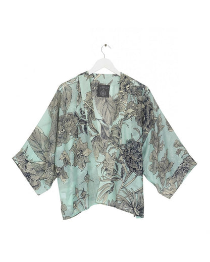 Kew Etched Floral Aqua Kimono