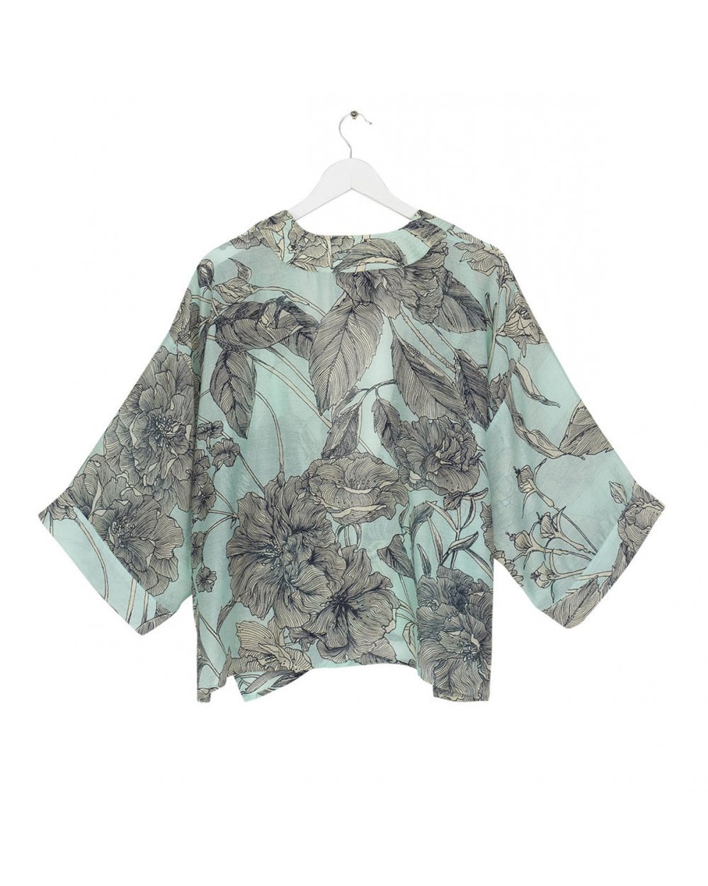 Kew Etched Floral Aqua Kimono