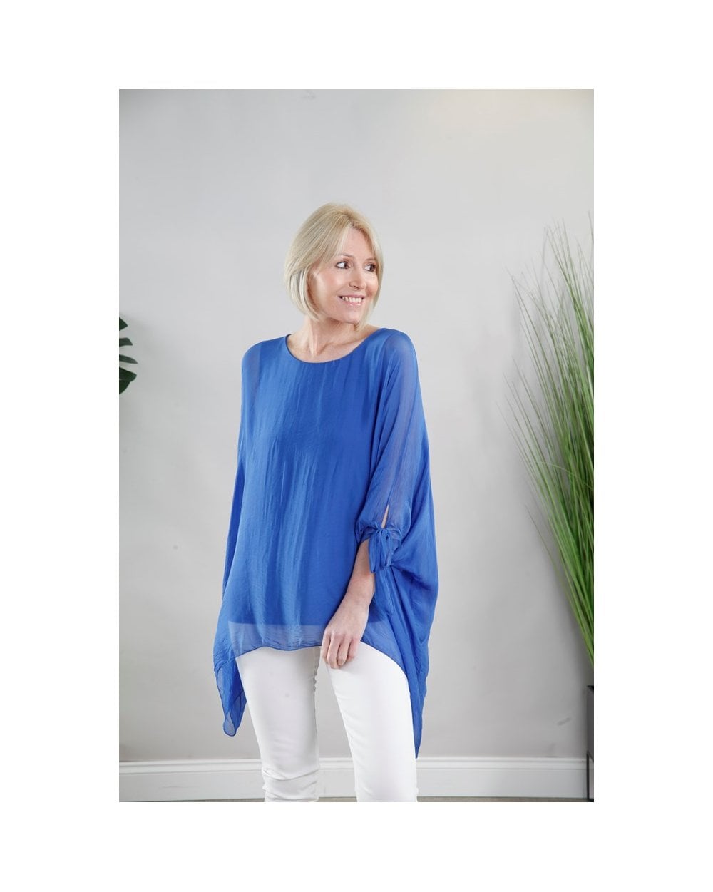Silk Batwing Tie Top
