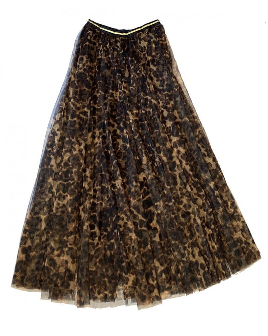 Tulle Layer Skirt Big Leopard Print Medium