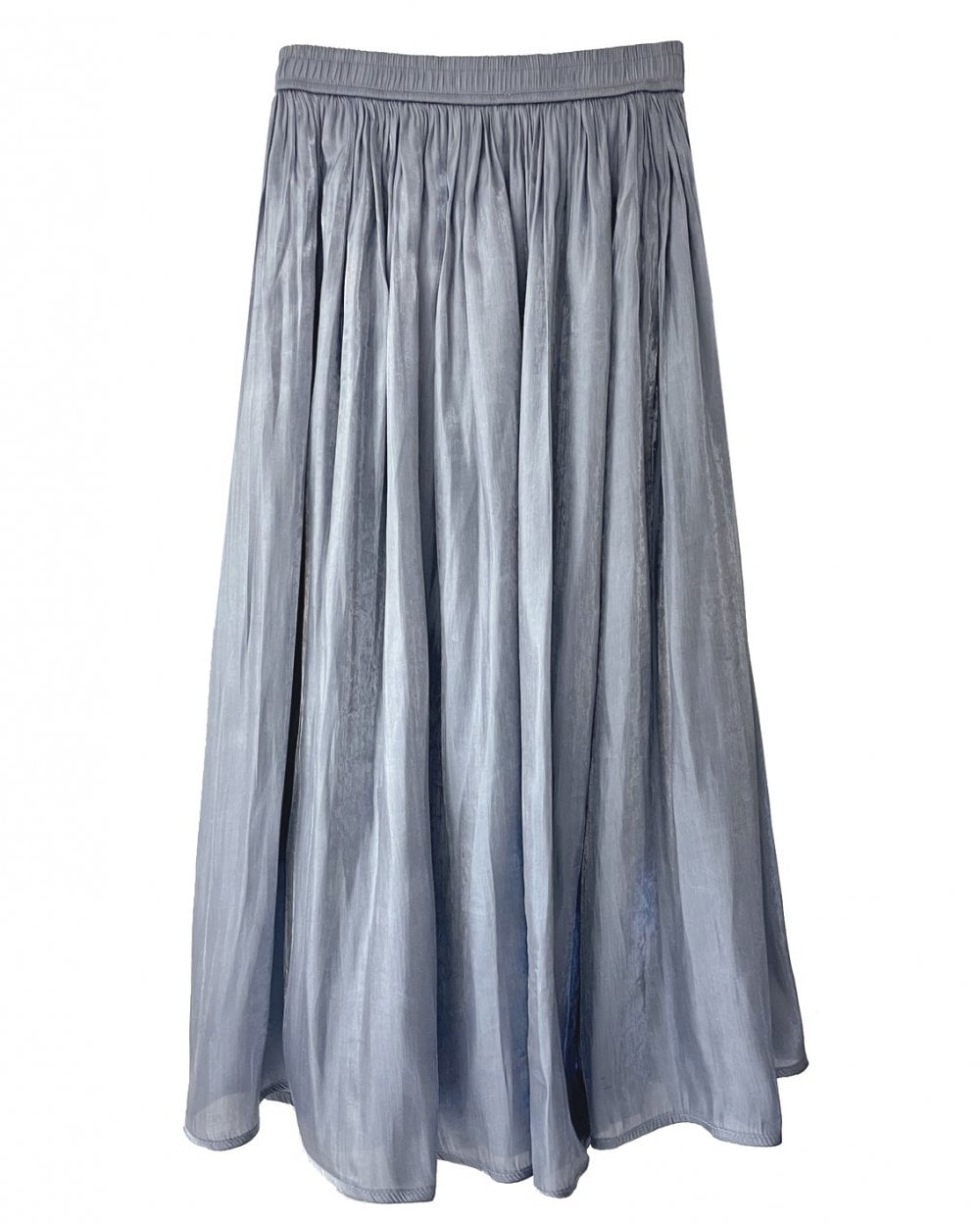 Shimmer Silk Pleat Skirt In Denim Blue