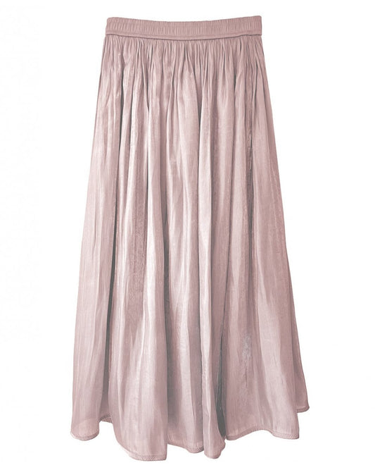 Shimmer Silk Pleat Skirt In Pink