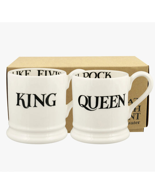 Black Toast King & Queen Set Of 2 1/2 Pint Mugs