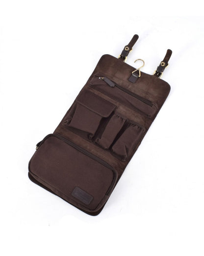 Liam Leather Wash Bag - Brown
