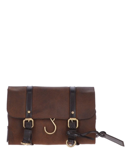 Liam Leather Wash Bag - Brown