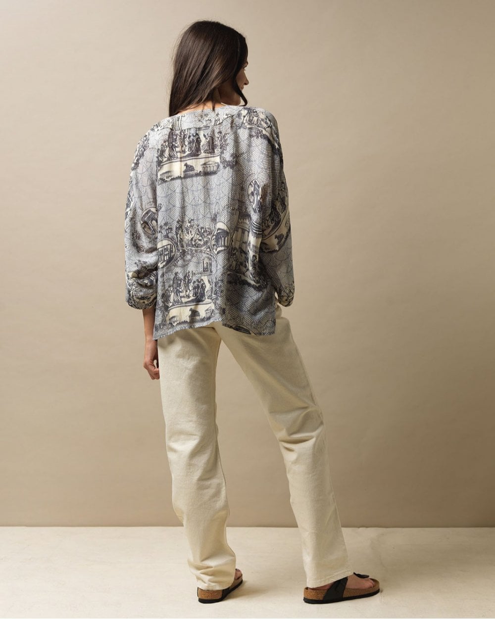 Ancient Columns Charcoal Kimono