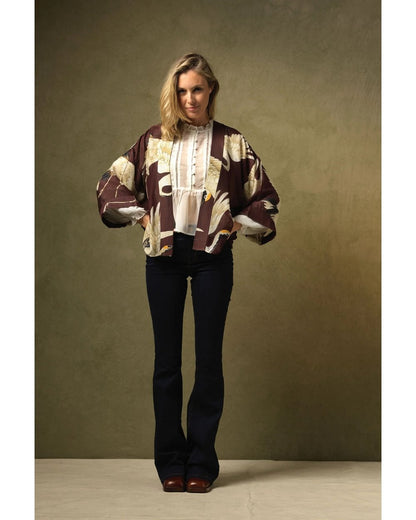 Stork Burgundy Kimono