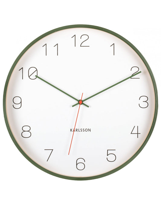 Wall Clock Joy Wood With Dark Green Accents