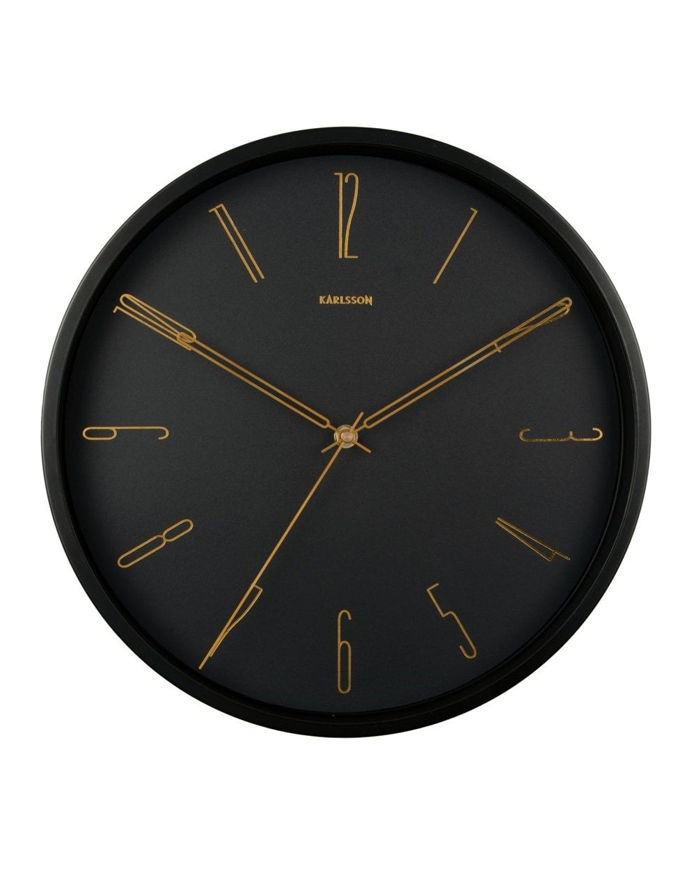 Wall Clock Belle Number Metal Black