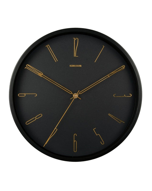 Wall Clock Belle Number Metal Black