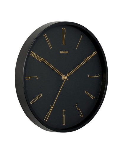Wall Clock Belle Number Metal Black