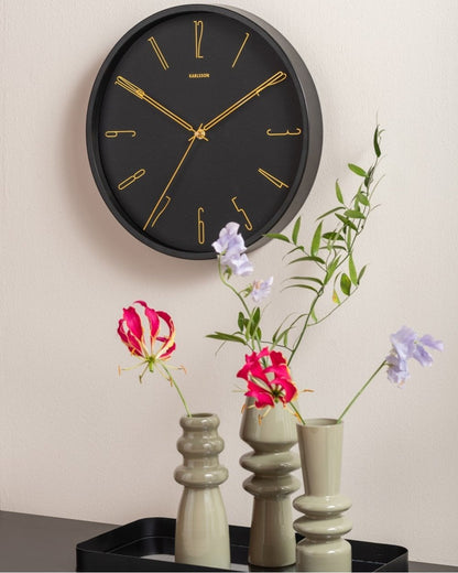 Wall Clock Belle Number Metal Black