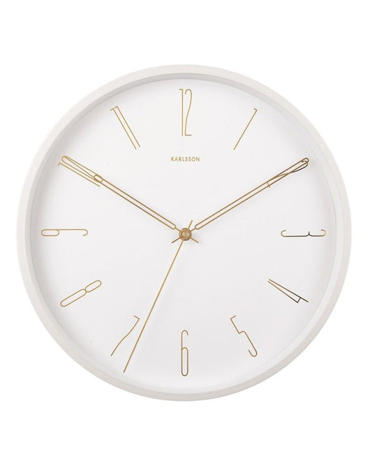 Wall Clock Belle Numbers Metal White