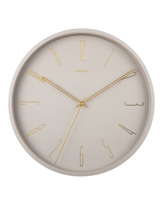 Wall Clock Belle Numbers Metal Warm Grey