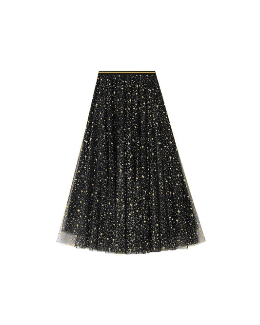 Starbust Tulle Skirt Black & Gold