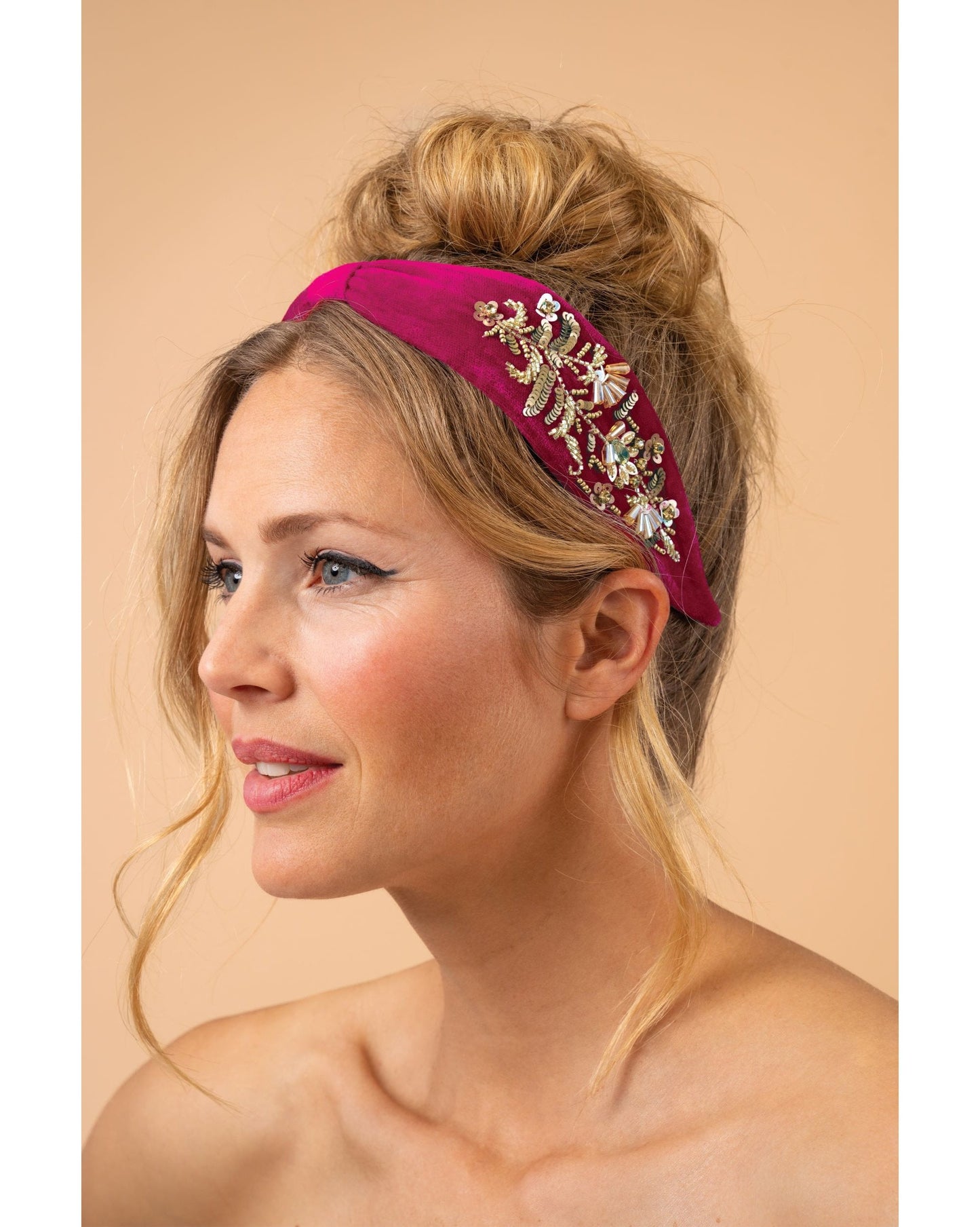 Velvet Embellished Headband - Golden Wildflowers
