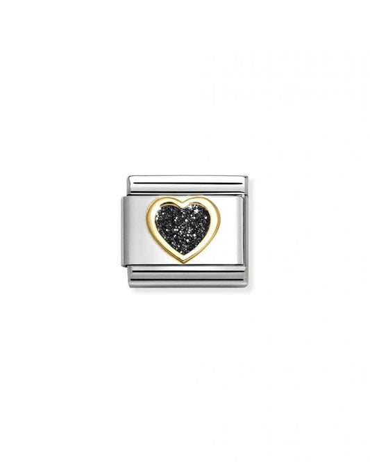 Composable Classic Link, Heart, Black Glitter