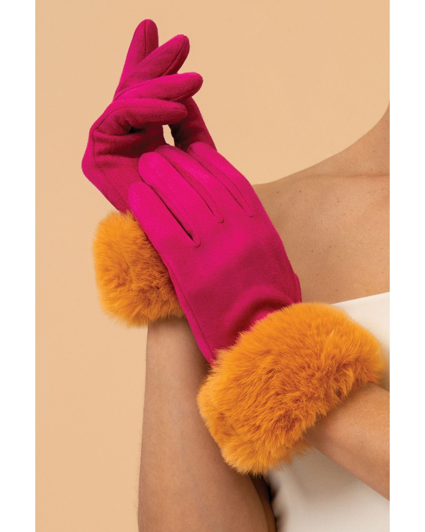 Bettina Faux Suede/Faux Fur Gloves