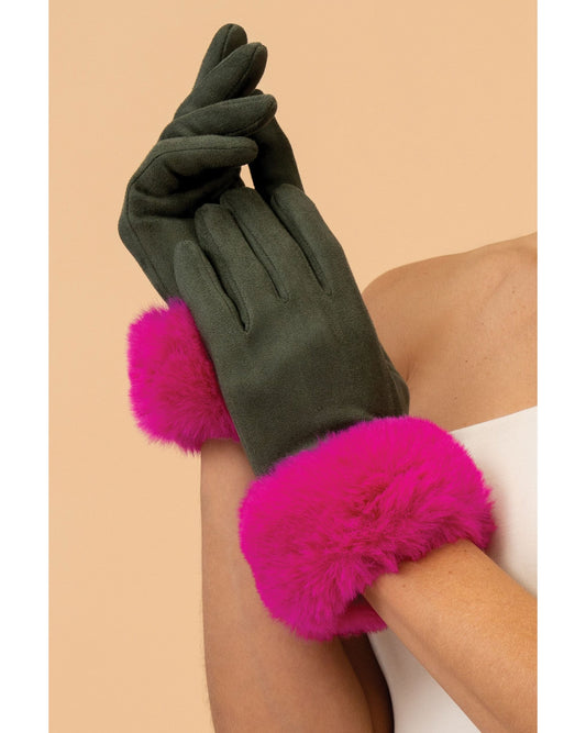 Bettina Faux Suede/Faux Fur Gloves