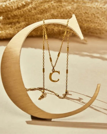 Gold Iconic Initial Necklace - C