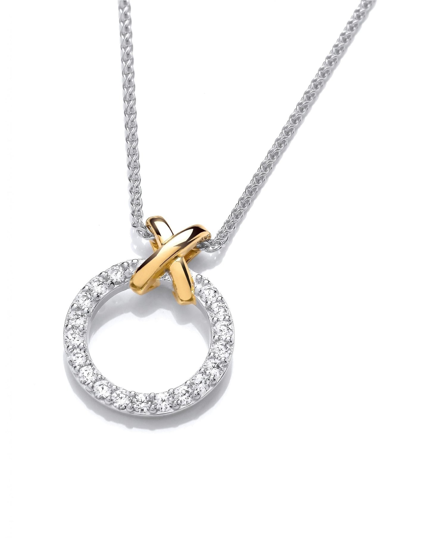 Silver, Gold & Cubic Zirconia Kiss Kiss Necklace