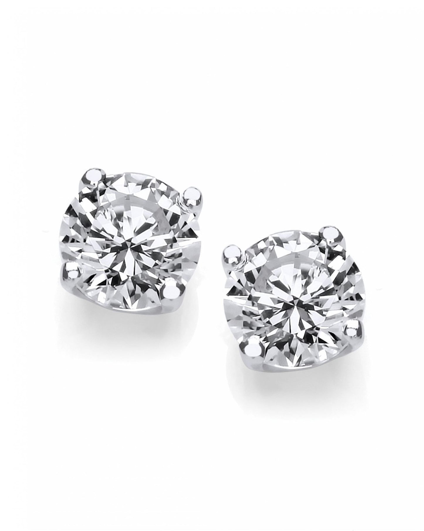 Sterling Silver Simple Cubic Zirconia Solitaire Stud Earring (5mm) 1/2Ct