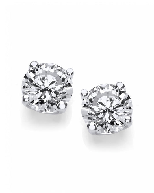 Sterling Silver Simple Cubic Zirconia Solitaire Stud Earring (5mm) 1/2Ct