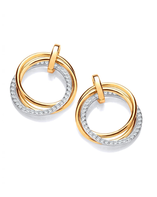 Loops & Hoops Silver, Gold & Cubic Zirconia Earrings