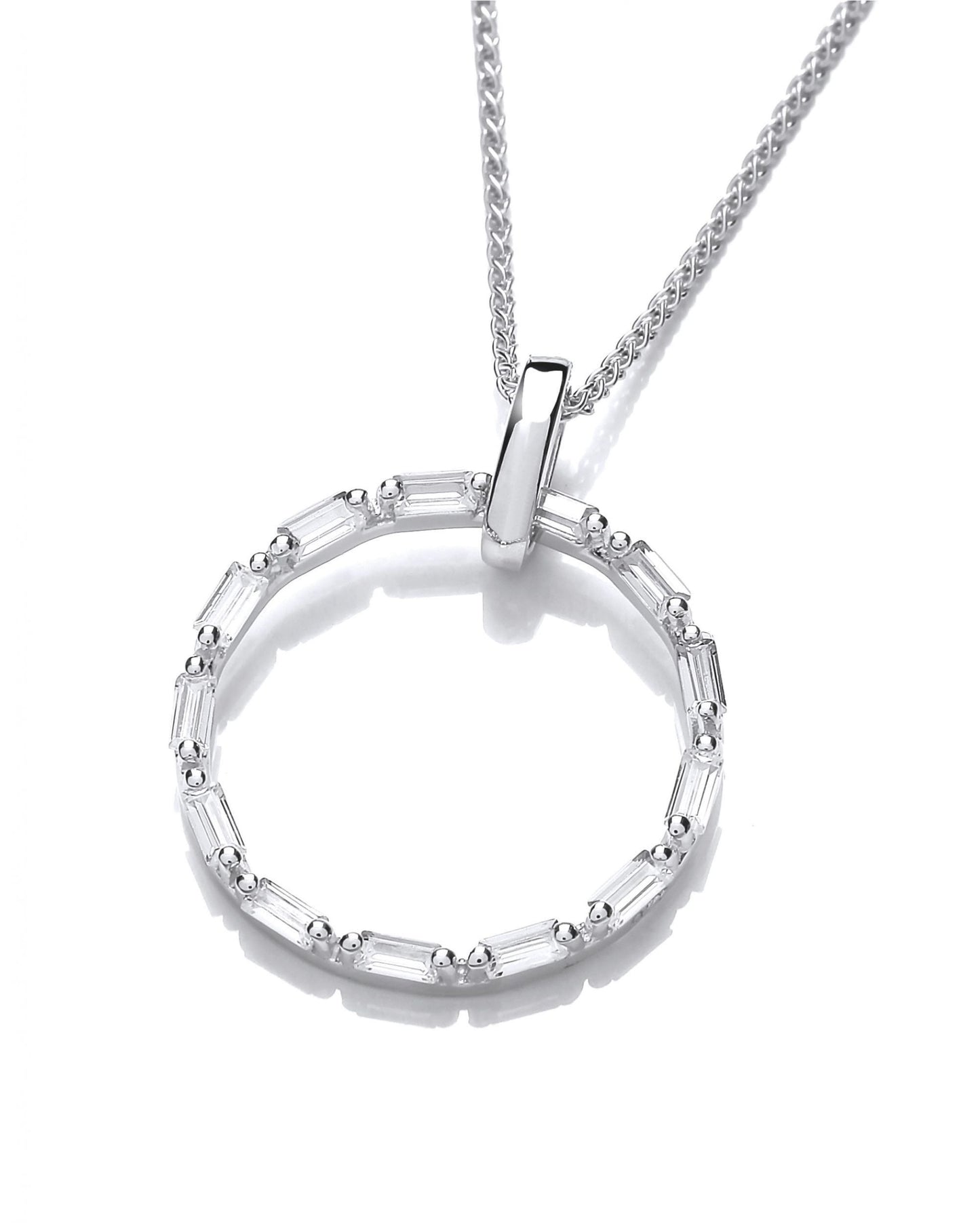 Silver & Cubic Zirconia Life Circle Pendant without Chain