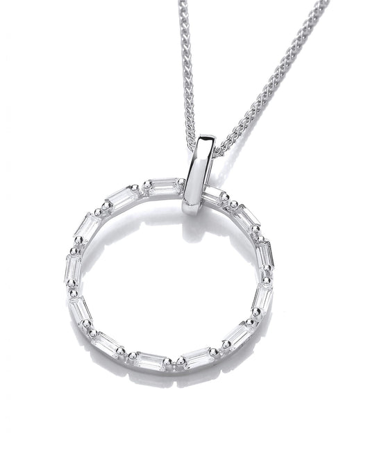 Silver & Cubic Zirconia Life Circle Pendant without Chain